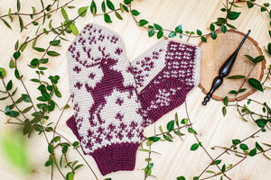 CROCHET PATTERN Deer Fair Isle Crochet Mitten Pattern, One Size Crochet Pattern, Winter Glove Mitten Accessories