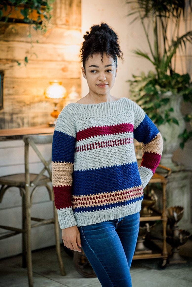 CROCHET PATTERN + VIDEO Gingersnap Crochet Sweater Instant Download Pdf Pattern, xs to 5x sizes, Pullover Crochet Colorwork Pattern