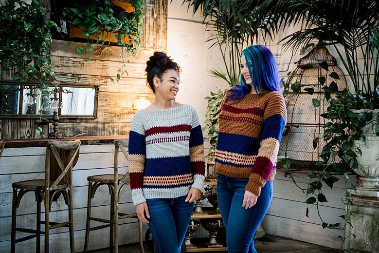 CROCHET PATTERN + VIDEO Gingersnap Crochet Sweater Instant Download Pdf Pattern, xs to 5x sizes, Pullover Crochet Colorwork Pattern