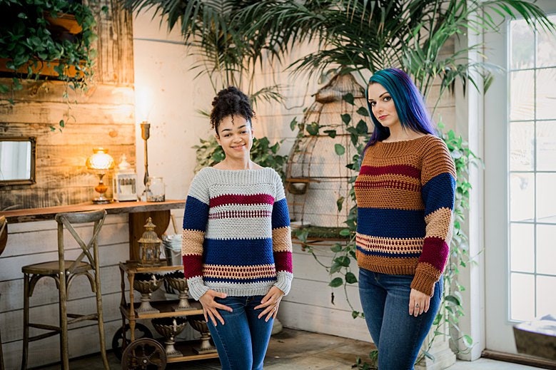 CROCHET PATTERN + VIDEO Gingersnap Crochet Sweater Instant Download Pdf Pattern, xs to 5x sizes, Pullover Crochet Colorwork Pattern