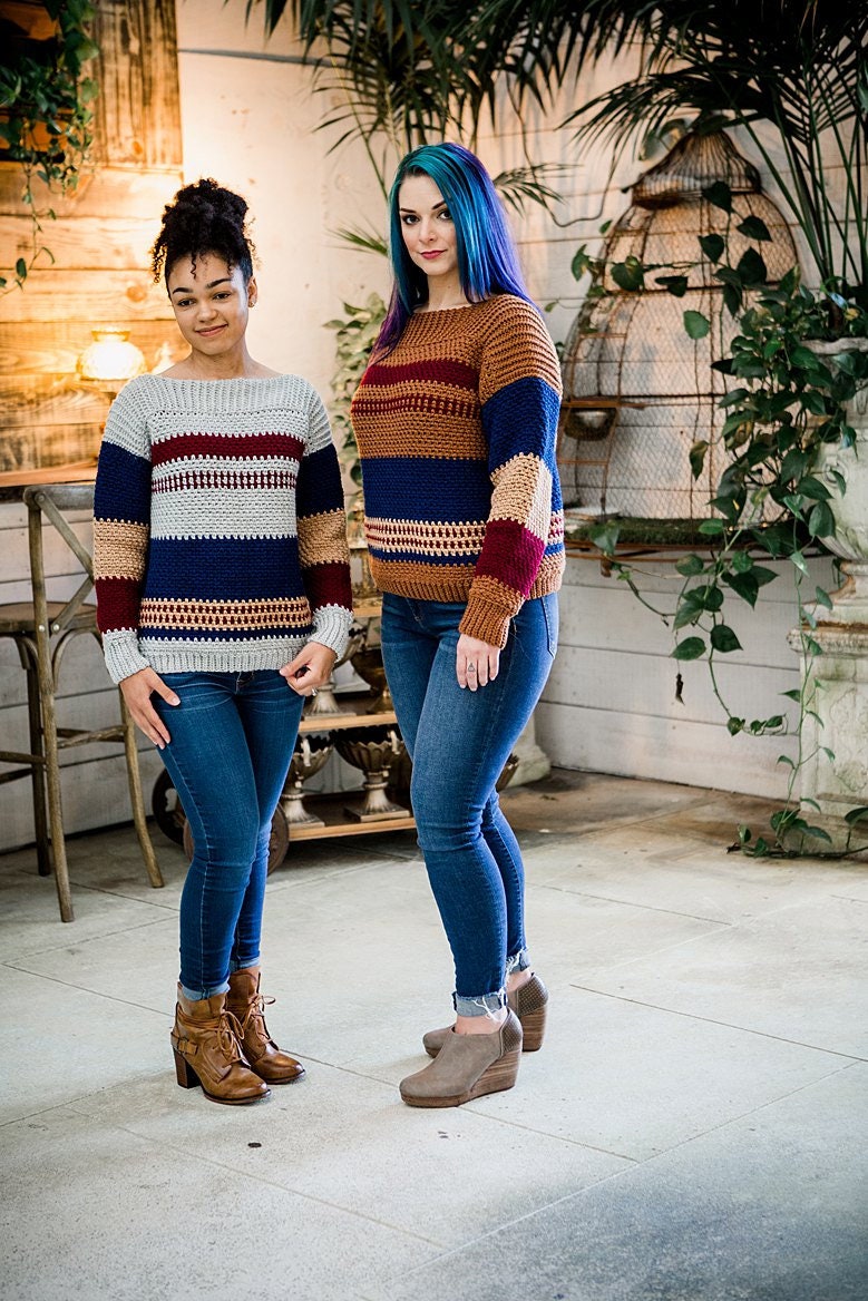 CROCHET PATTERN + VIDEO Gingersnap Crochet Sweater Instant Download Pdf Pattern, xs to 5x sizes, Pullover Crochet Colorwork Pattern