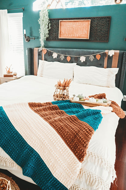 CROCHET PATTERN + VIDEO Sanibel Crochet Blanket, Home Decor, Crochet Video Tutorial Included, Diy Crochet Blanket