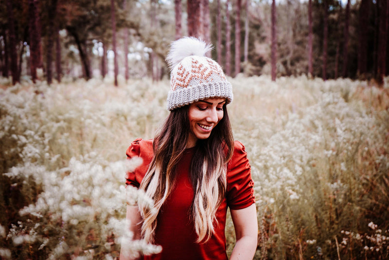 CROCHET PATTERN + VIDEO Pine Fair Isle Hat Pattern, Baby to Adult Men's Sizes, Top Down Colorwork Pattern, Crochet Beanie Colorwork