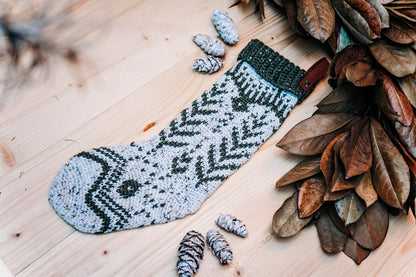 CROCHET PATTERN + VIDEO White Spruce Crochet Christmas Stocking Pattern, Christmas Stocking Crochet Pattern + Crochet Colorwork