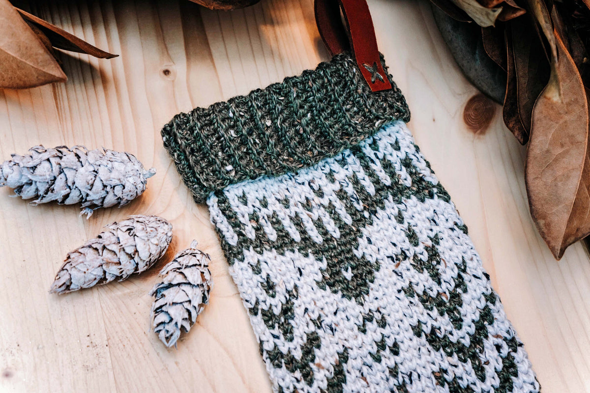 CROCHET PATTERN + VIDEO White Spruce Crochet Christmas Stocking Pattern, Christmas Stocking Crochet Pattern + Crochet Colorwork