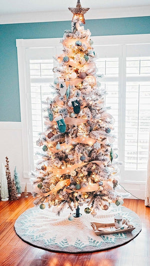 CROCHET PATTERN + VIDEO Pine Crochet Christmas Tree Skirt, Home Decor, Holiday Crochet Decor Pattern, Christmas Home Decor