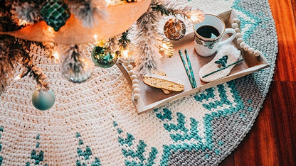 CROCHET PATTERN + VIDEO Pine Crochet Christmas Tree Skirt, Home Decor, Holiday Crochet Decor Pattern, Christmas Home Decor