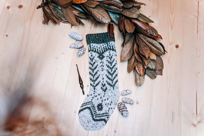 CROCHET PATTERN + VIDEO White Spruce Crochet Christmas Stocking Pattern, Christmas Stocking Crochet Pattern + Crochet Colorwork