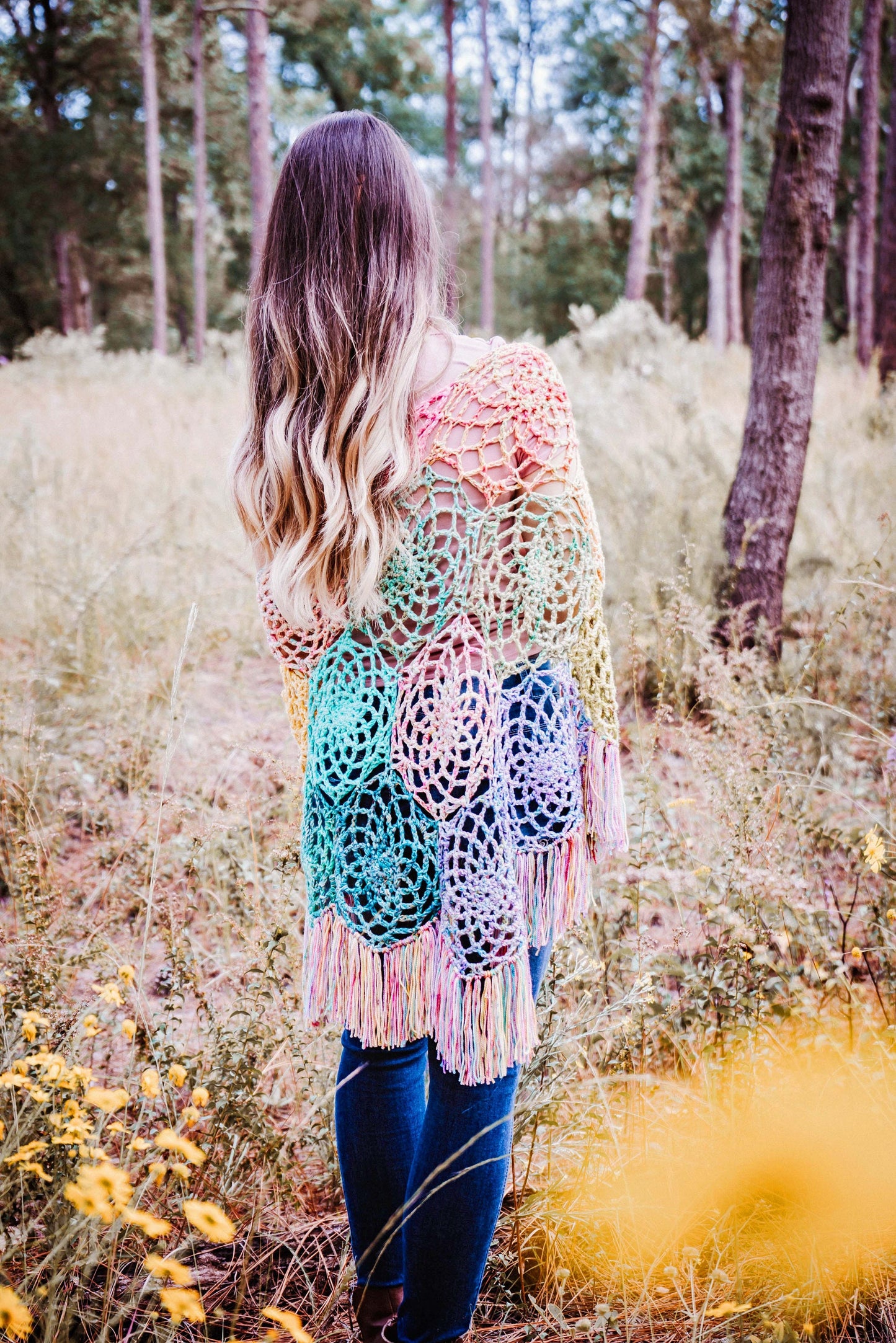 CROCHET PATTERN + VIDEO Stash Buster Crochet Motif Butterfly Shawl, Crochet Shawl with Video Instruction, Hexagon Motif Join as You Go