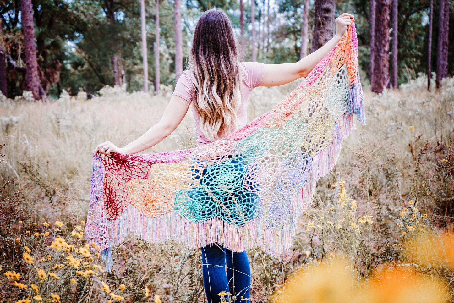 CROCHET PATTERN + VIDEO Stash Buster Crochet Motif Butterfly Shawl, Crochet Shawl with Video Instruction, Hexagon Motif Join as You Go