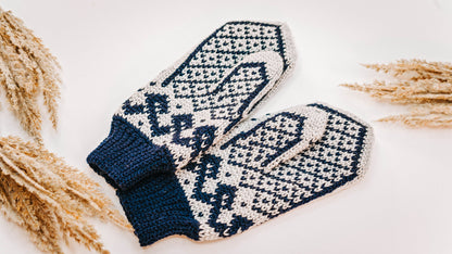 CROCHET PATTERN Traditional Fair Isle Crochet Mitten Pattern, One Size Crochet Pattern, Winter Glove Mitten Accessories