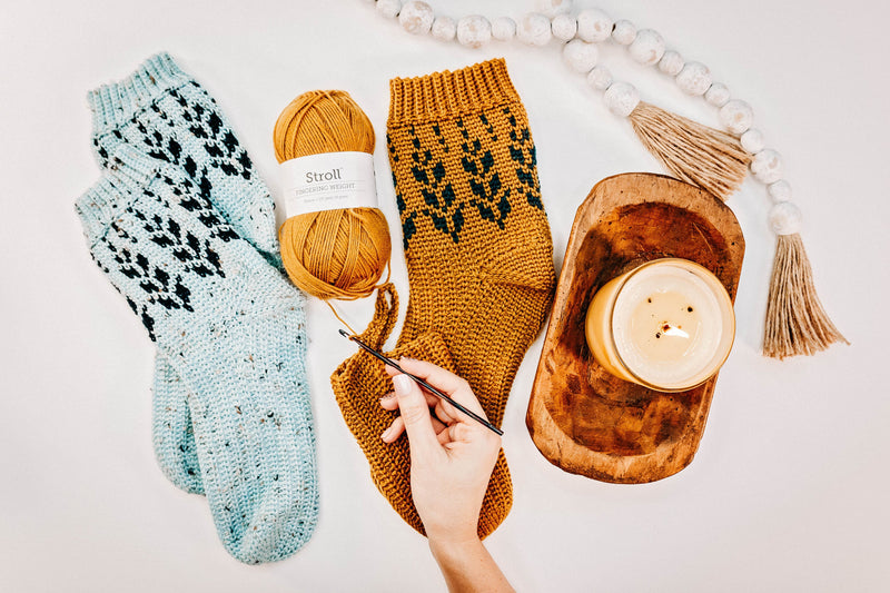 CROCHET PATTERN + VIDEO Vine Colorwork Crochet Sock Pattern, Easy to follow crochet pattern with video, footwear fashion, colorwork crochet