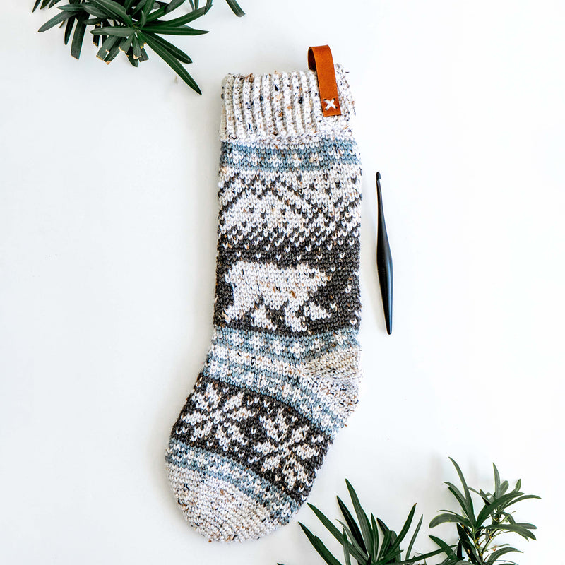 CROCHET PATTERN Polar Bear Stroll Crochet Stocking Pattern Plus Charts. Christmas Stocking Holiday Crochet Decor