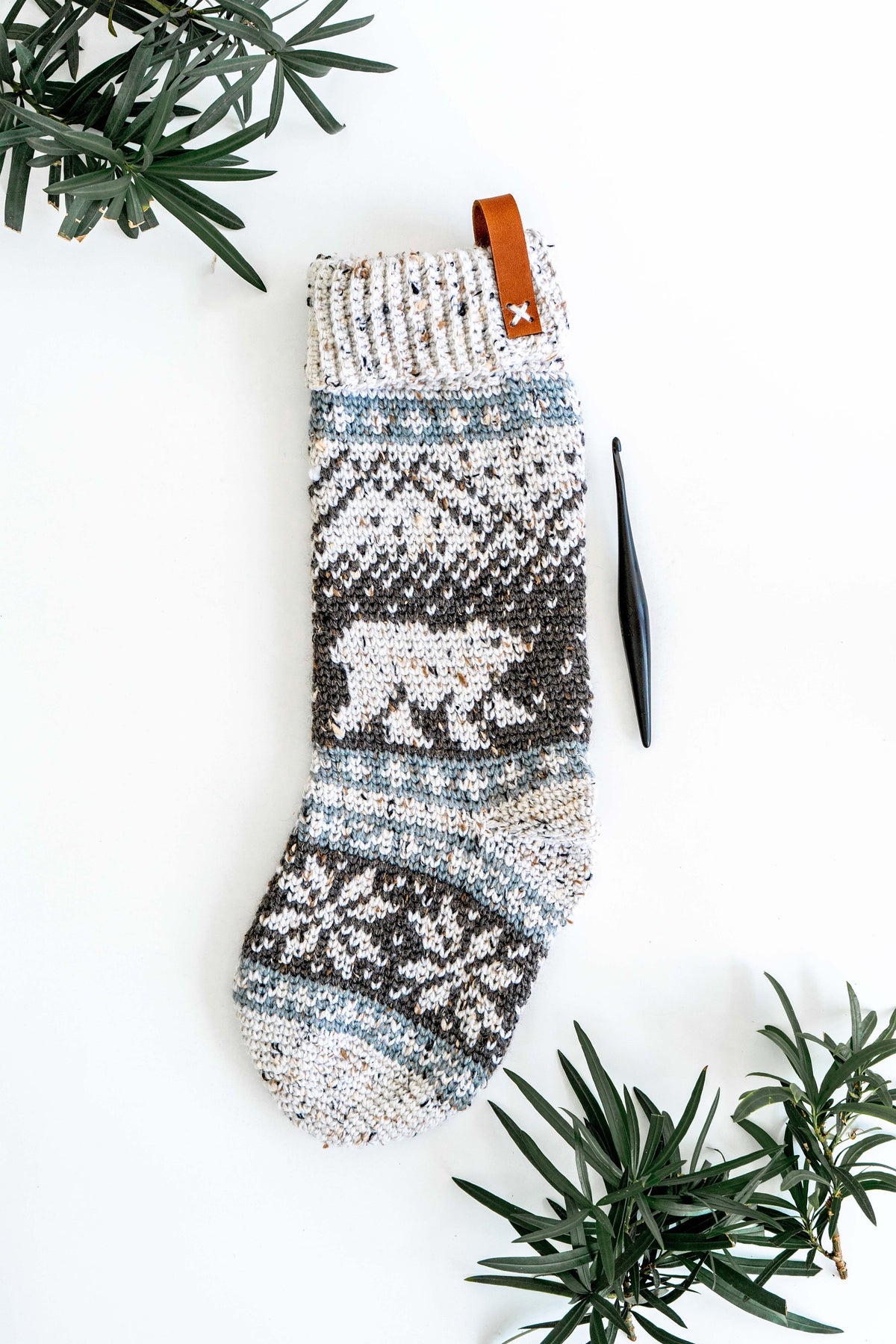 CROCHET PATTERN Polar Bear Stroll Crochet Stocking Pattern Plus Charts. Christmas Stocking Holiday Crochet Decor