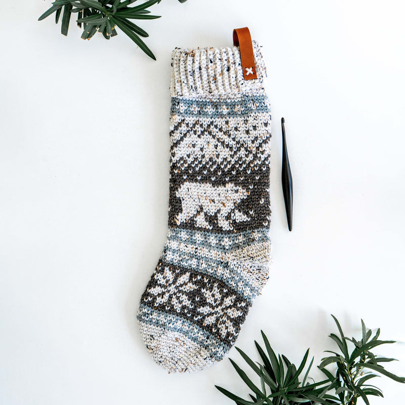 CROCHET PATTERN Polar Bear Stroll Crochet Stocking Pattern Plus Charts. Christmas Stocking Holiday Crochet Decor