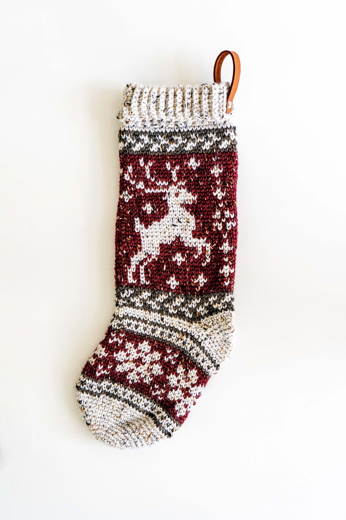 CROCHET PATTERN + VIDEO Prancing Deer Crochet Stocking Pattern Plus Charts. Christmas Stocking Holiday Crochet Decor