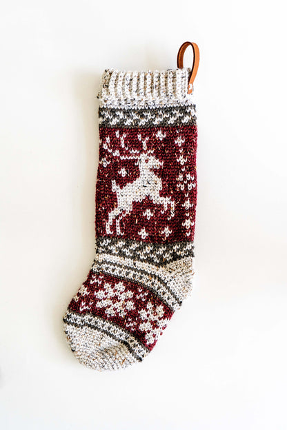 CROCHET PATTERN + VIDEO Prancing Deer Crochet Stocking Pattern Plus Charts. Christmas Stocking Holiday Crochet Decor