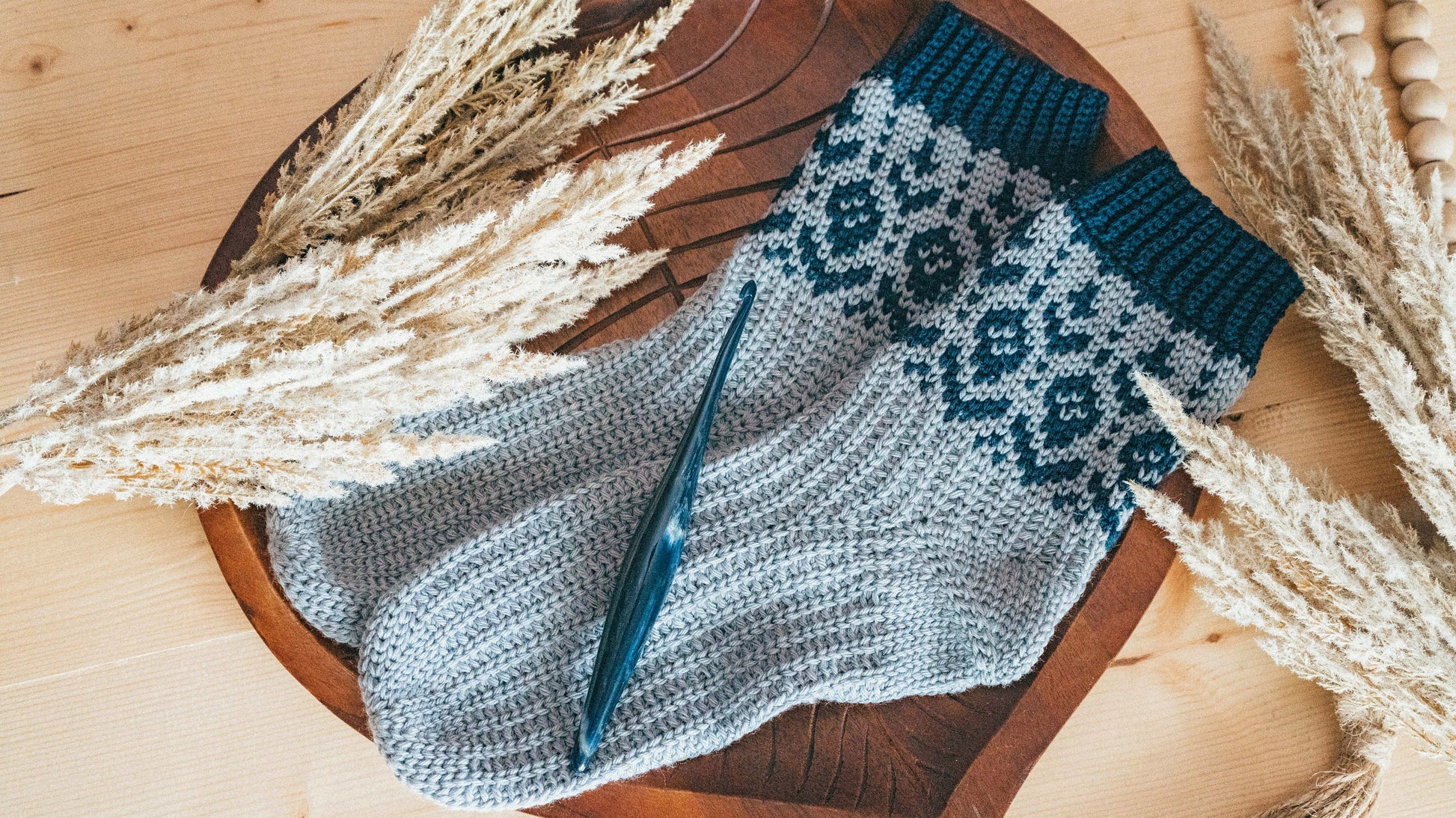 CROCHET PATTERN + VIDEO Woodland Walker Colorwork Crochet Sock Pattern, Easy to follow crochet pattern with video, intermediate crochet