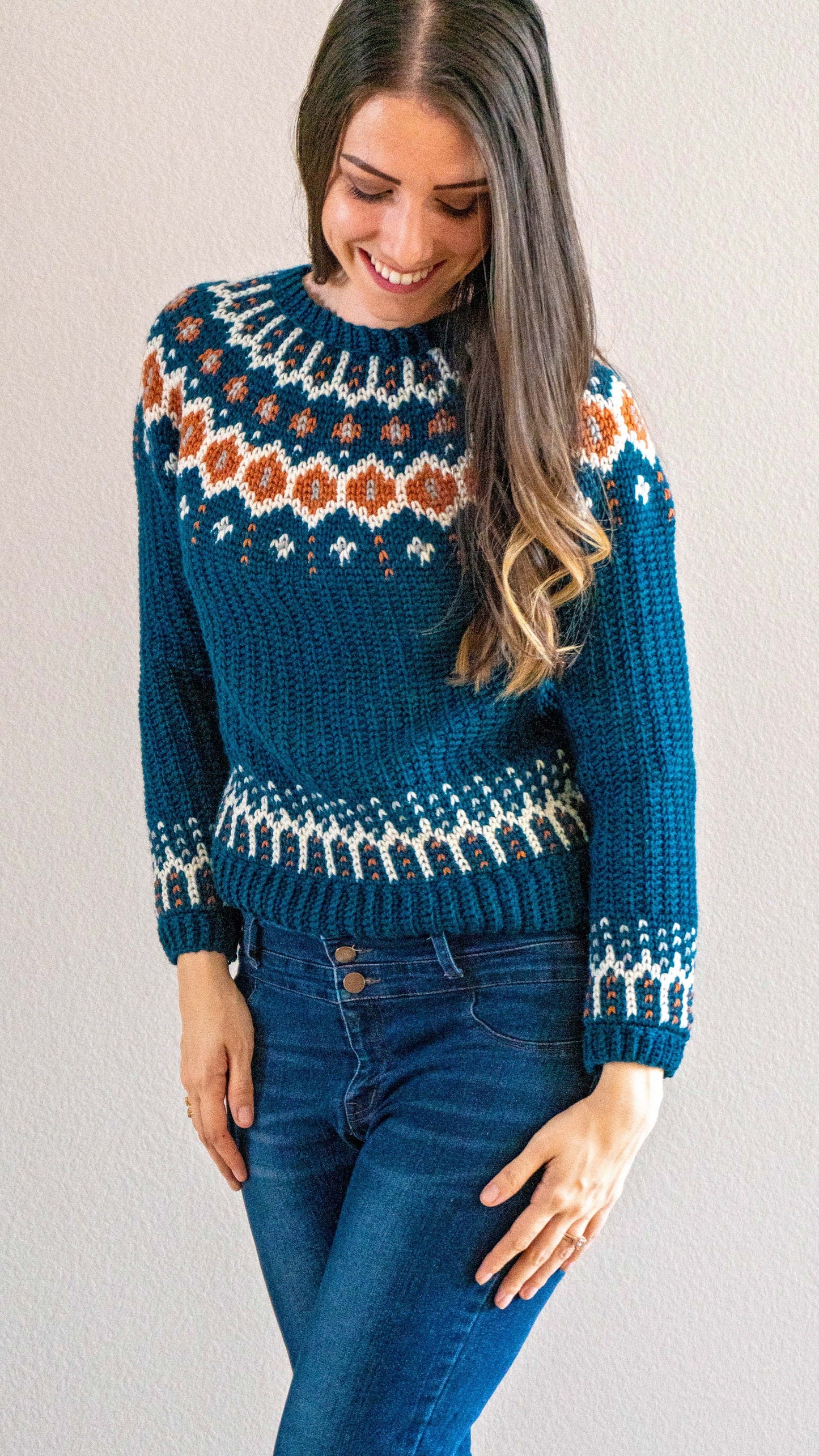 CROCHET PATTERN + VIDEO Fawning over you Colorwork Crochet Sweater, xs to 5X sizes, Pullover Crochet Colorwork Pattern Tutorial