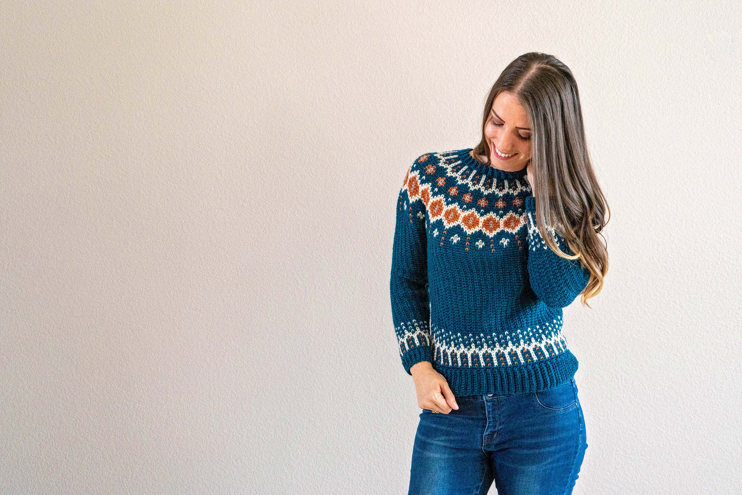 CROCHET PATTERN + VIDEO Fawning over you Colorwork Crochet Sweater, xs to 5X sizes, Pullover Crochet Colorwork Pattern Tutorial
