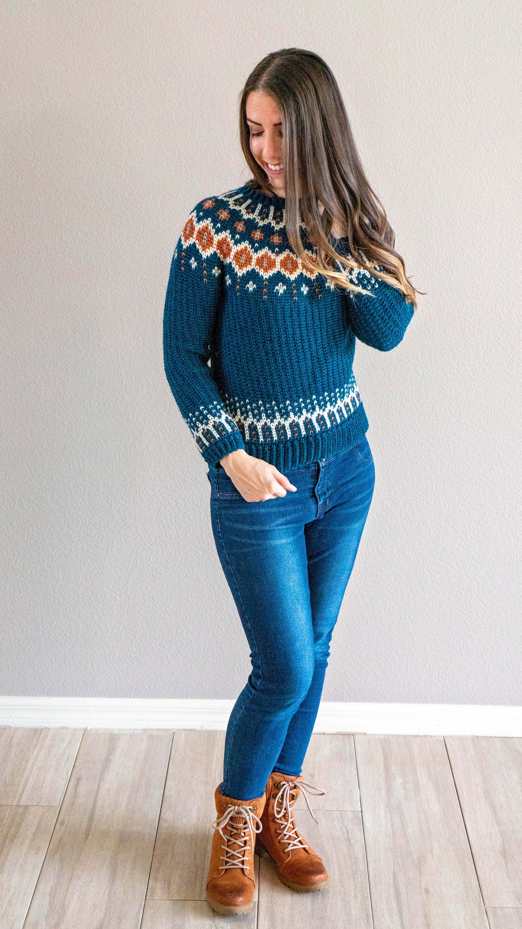 CROCHET PATTERN + VIDEO Fawning over you Colorwork Crochet Sweater, xs to 5X sizes, Pullover Crochet Colorwork Pattern Tutorial