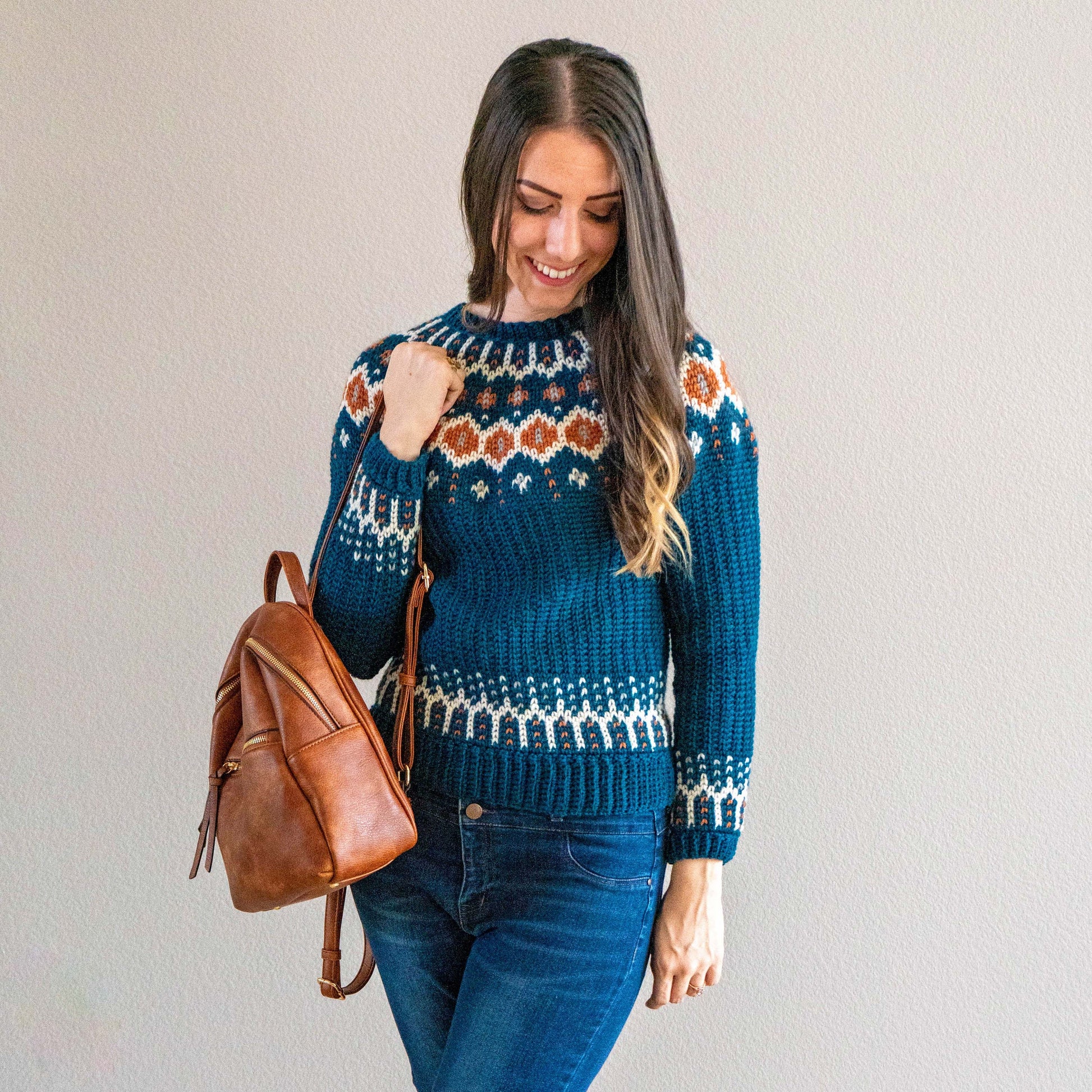 CROCHET PATTERN + VIDEO Fawning over you Colorwork Crochet Sweater, xs to 5X sizes, Pullover Crochet Colorwork Pattern Tutorial