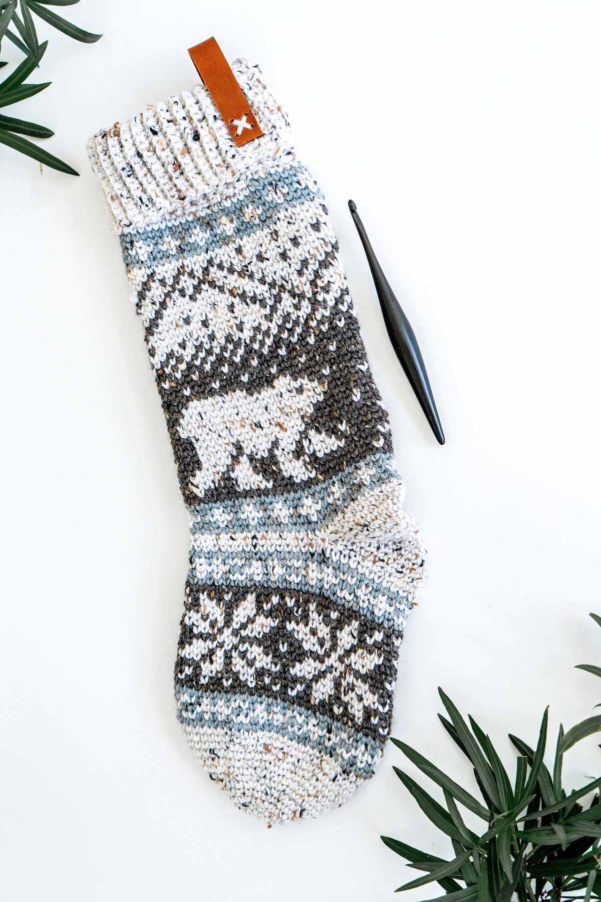 CROCHET PATTERN Polar Bear Stroll Crochet Stocking Pattern Plus Charts. Christmas Stocking Holiday Crochet Decor