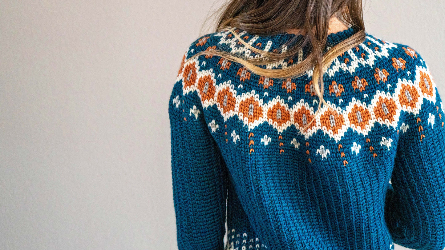 CROCHET PATTERN + VIDEO Fawning over you Colorwork Crochet Sweater, xs to 5X sizes, Pullover Crochet Colorwork Pattern Tutorial