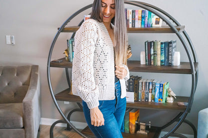 CROCHET PATTERN + VIDEO Diamond Crochet Cardigan, xs to 5x sizes, Open Front Cardigan, Crocheted Flat, Video Tutorial & Charts
