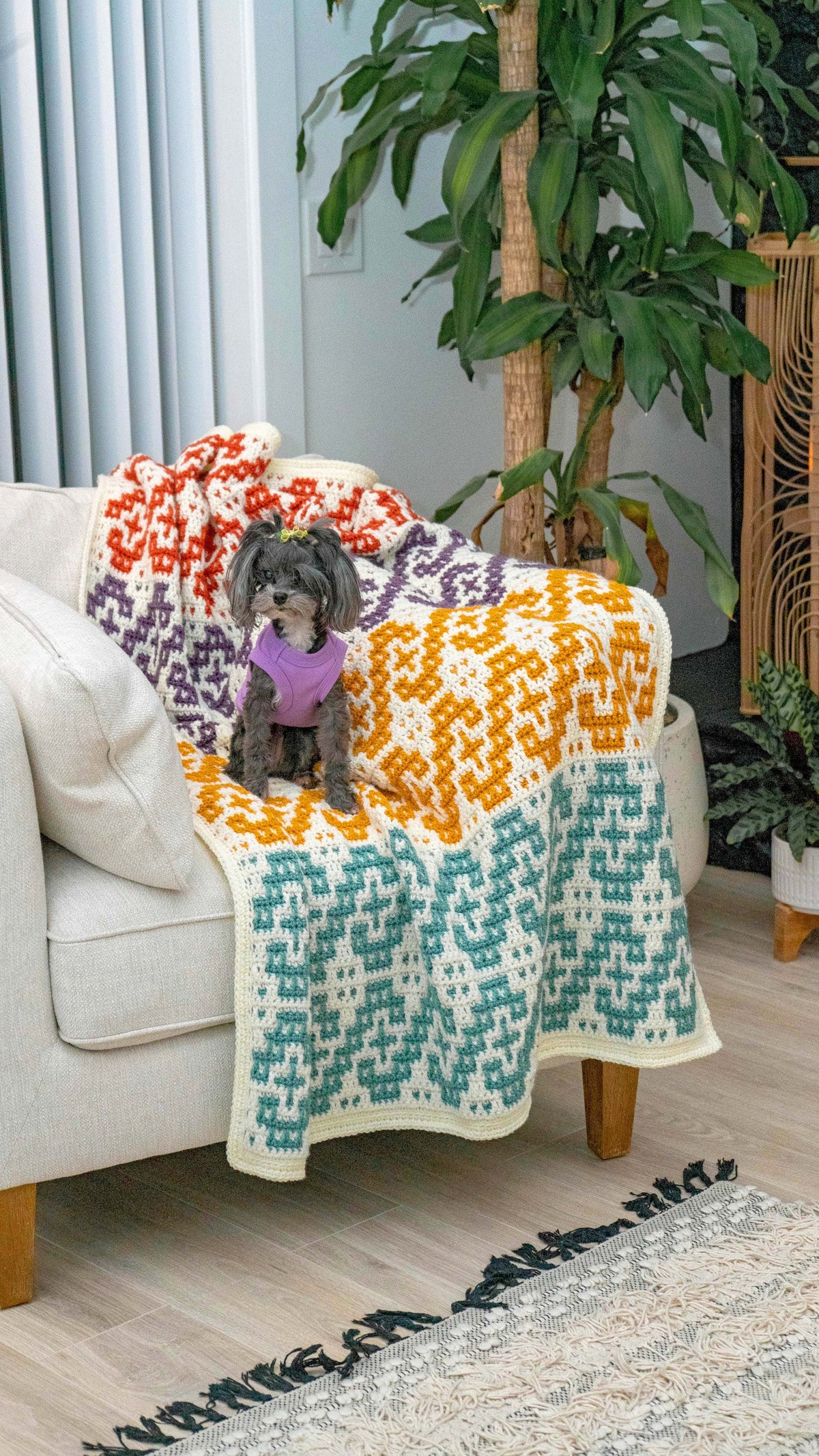 CROCHET PATTERN + VIDEO Waves Mosaic Crochet Blanket Pattern. Learn how to mosaic overlay crochet. Crochet Home Décor Crochet Pattern