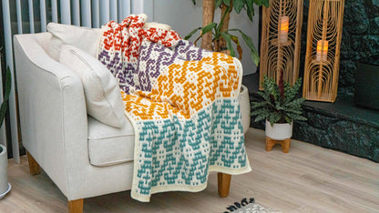 CROCHET PATTERN + VIDEO Waves Mosaic Crochet Blanket Pattern. Learn how to mosaic overlay crochet. Crochet Home Décor Crochet Pattern