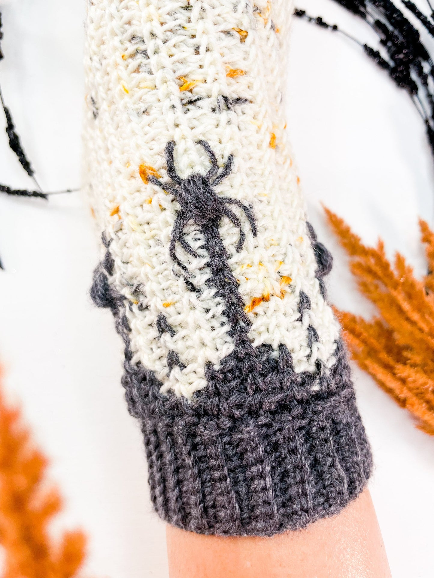 CROCHET PATTERN + VIDEO Creepy Crawly Spider Crochet Sock Pattern, Easy to follow crochet pattern with video, footwear fashion, intermediate