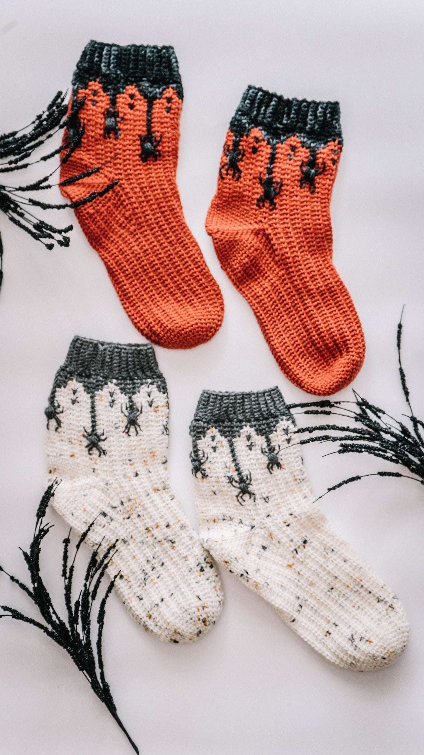 CROCHET PATTERN + VIDEO Creepy Crawly Spider Crochet Sock Pattern, Easy to follow crochet pattern with video, footwear fashion, intermediate