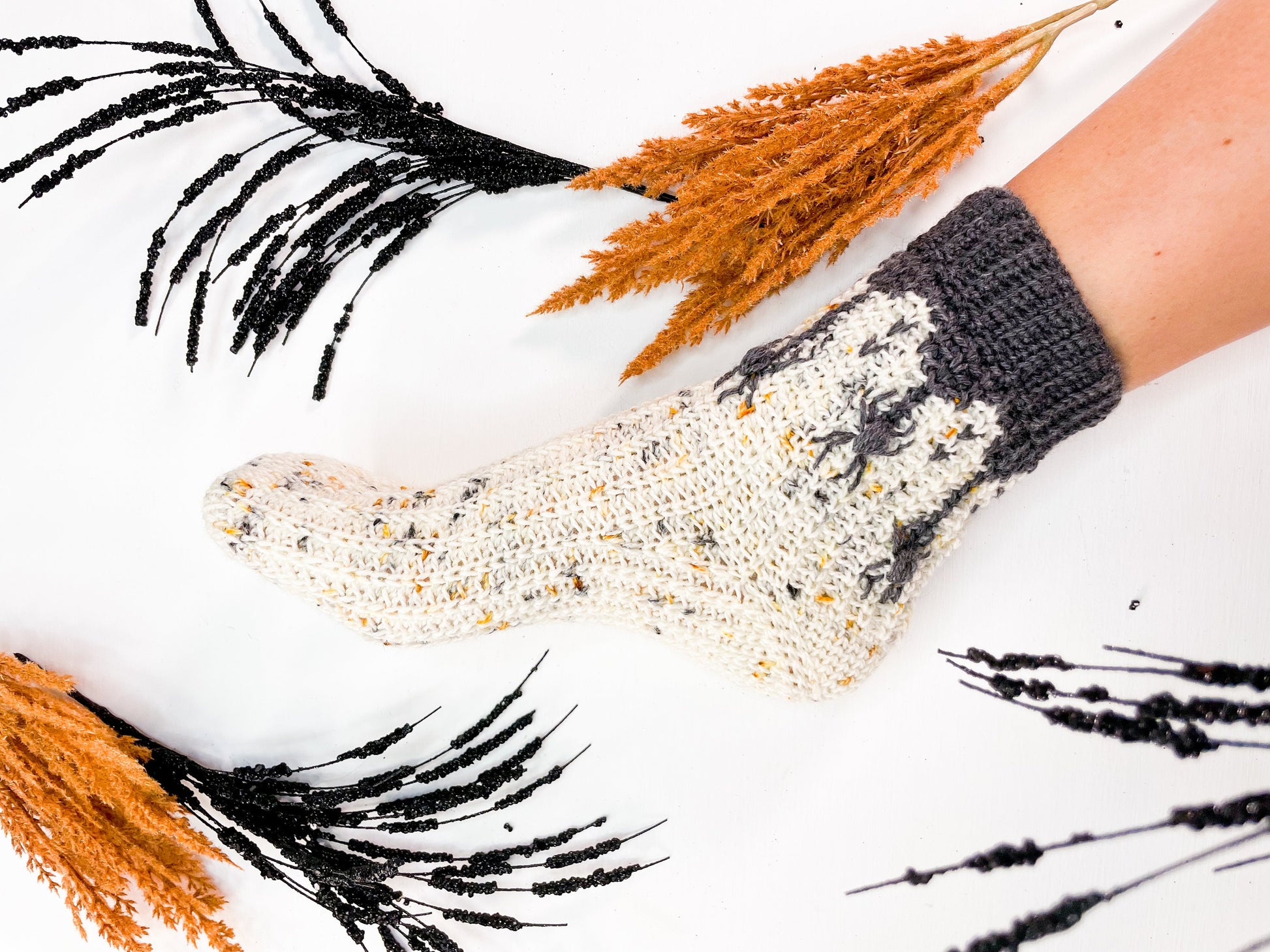 CROCHET PATTERN + VIDEO Creepy Crawly Spider Crochet Sock Pattern, Easy to follow crochet pattern with video, footwear fashion, intermediate