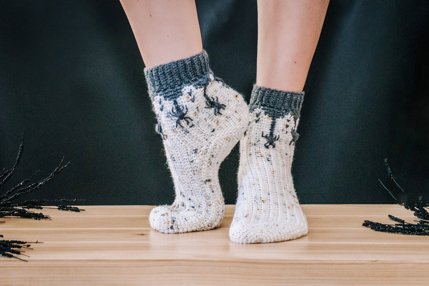 CROCHET PATTERN + VIDEO Creepy Crawly Spider Crochet Sock Pattern, Easy to follow crochet pattern with video, footwear fashion, intermediate
