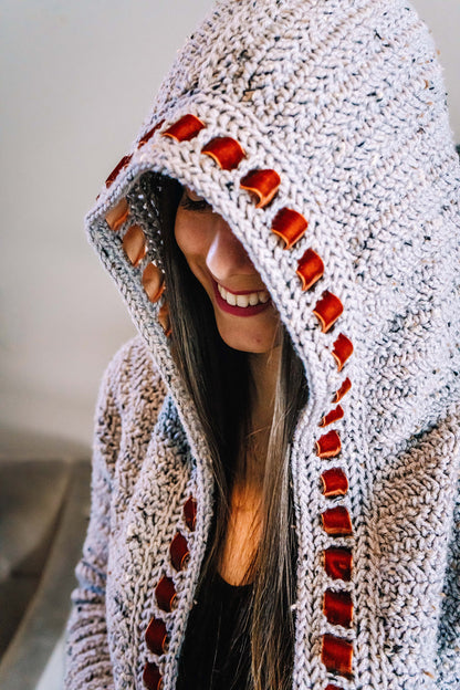CROCHET PATTERN + VIDEO Cascade Adult Crochet Cardigan, Size Inclusive xs to 5X, Fall & Winter Fashion Wear, Hooded and Pocket Options