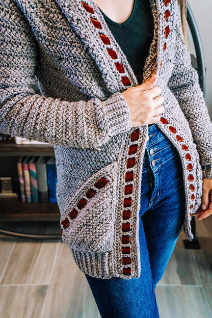CROCHET PATTERN + VIDEO Cascade Adult Crochet Cardigan, Size Inclusive xs to 5X, Fall & Winter Fashion Wear, Hooded and Pocket Options