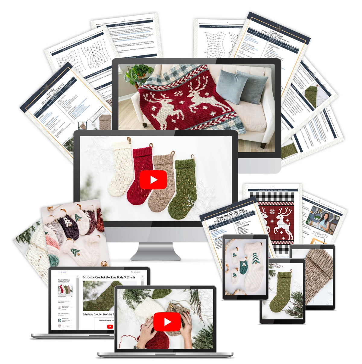CROCHET PATTERNS + VIDEO Magical Crochet Stitches Holiday Edition Course! Create knit-look stitches with video instructions and Bonuses!