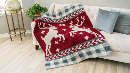 CROCHET PATTERN Prancing Through the Holidays Deer Crochet Blanket, Colorwork Throw, Holiday Décor, Written & Chart Instruction