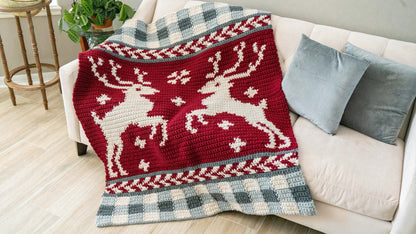 CROCHET PATTERN Prancing Through the Holidays Deer Crochet Blanket, Colorwork Throw, Holiday Décor, Written & Chart Instruction