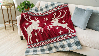 CROCHET PATTERN Prancing Through the Holidays Deer Crochet Blanket, Colorwork Throw, Holiday Décor, Written & Chart Instruction
