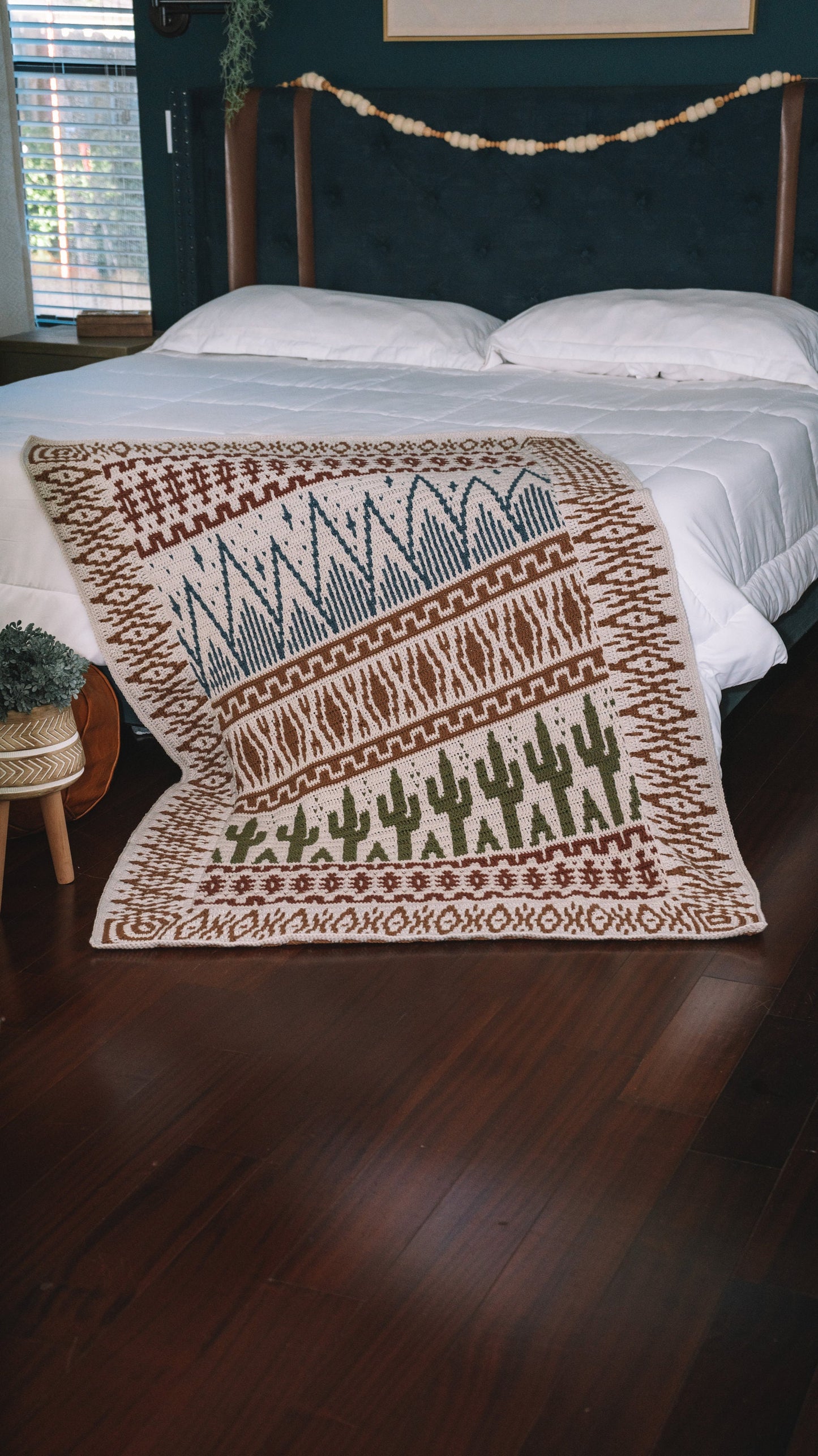 CROCHET PATTERN Desert Cactus Mosaic Crochet Blanket, Instant Download Pattern, Chart & Written Instructions Mosaic Stitch Video Tutorial