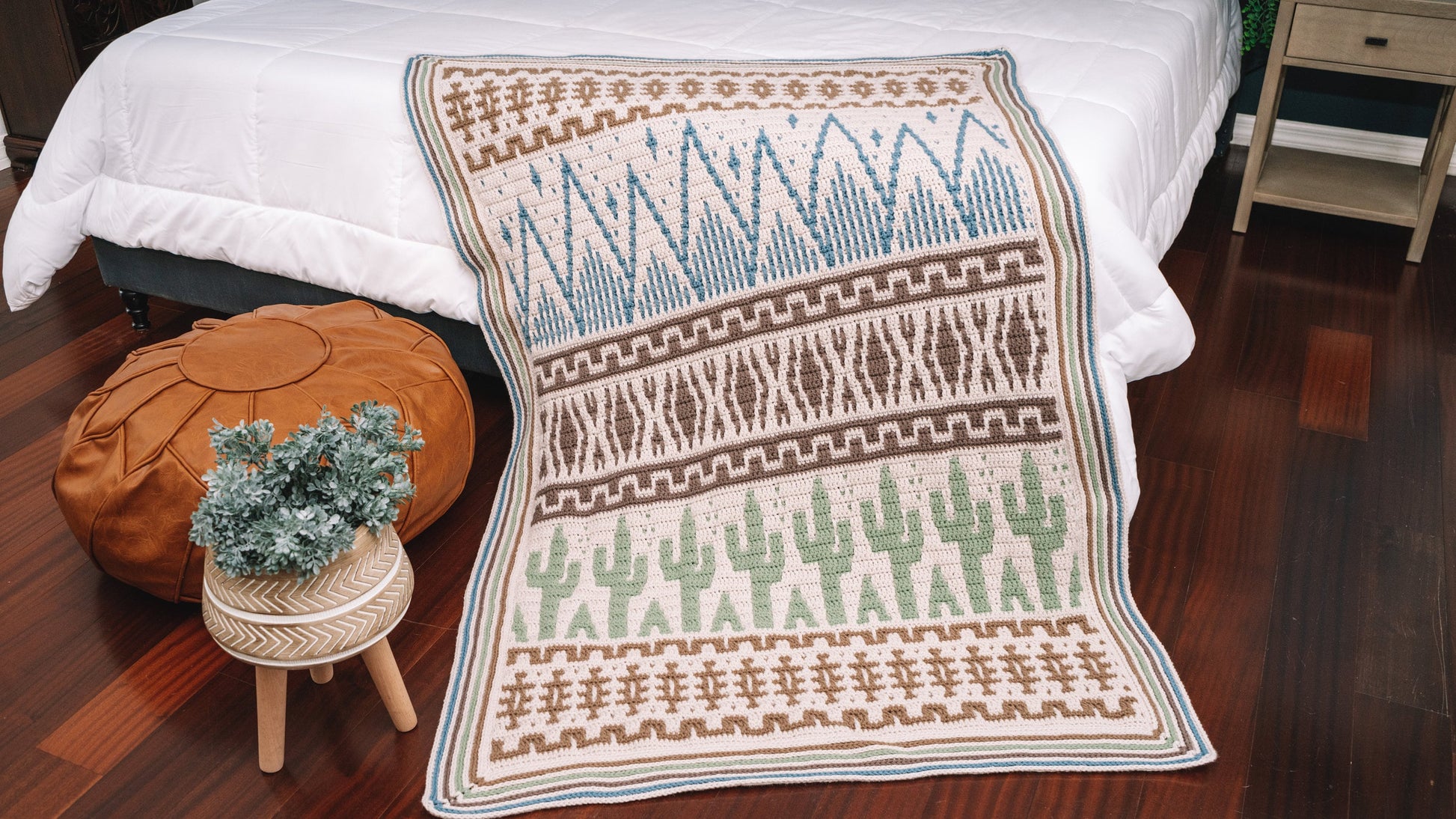 CROCHET PATTERN Desert Cactus Mosaic Crochet Blanket, Instant Download Pattern, Chart & Written Instructions Mosaic Stitch Video Tutorial