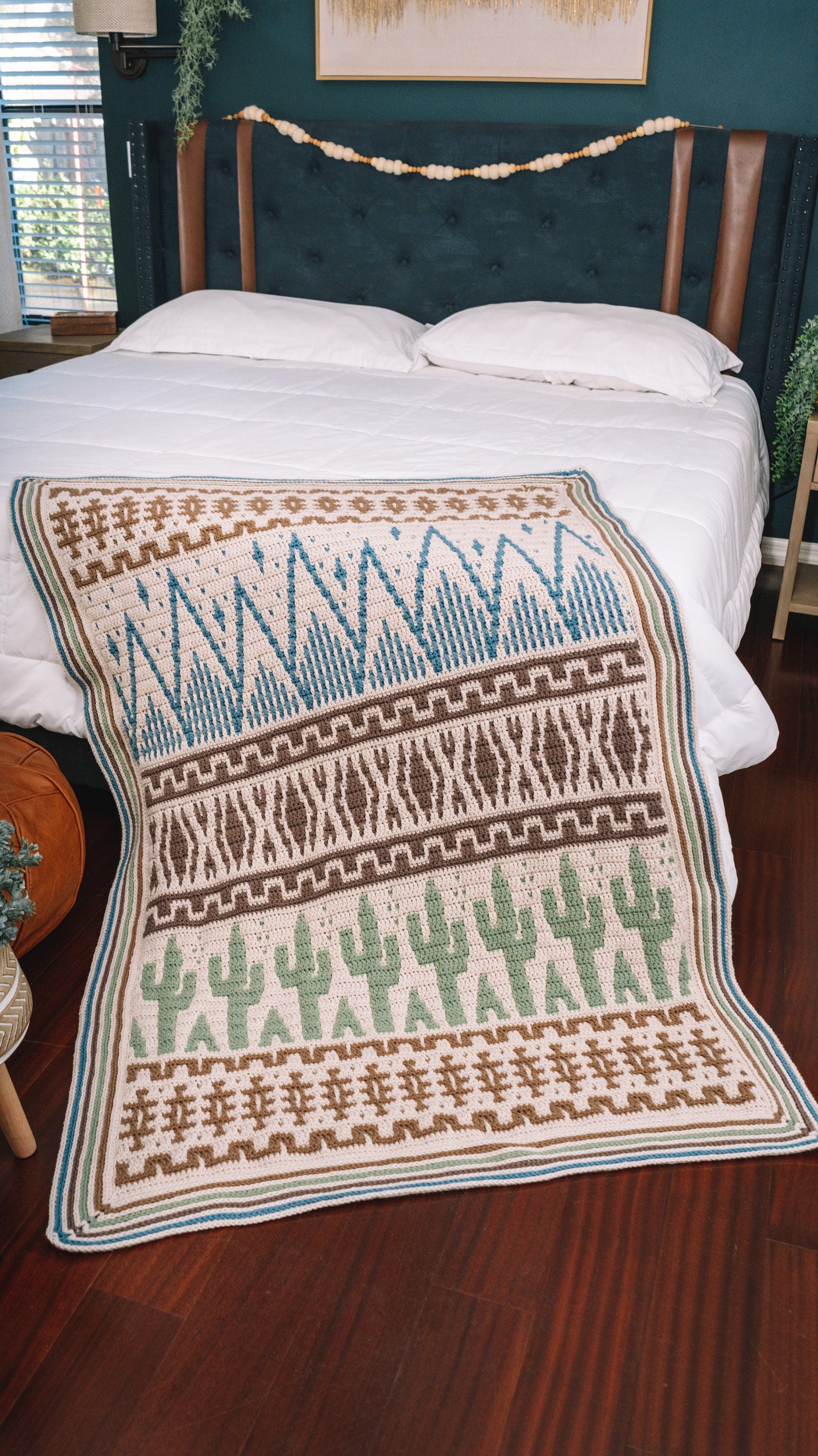 CROCHET PATTERN Desert Cactus Mosaic Crochet Blanket, Instant Download Pattern, Chart & Written Instructions Mosaic Stitch Video Tutorial
