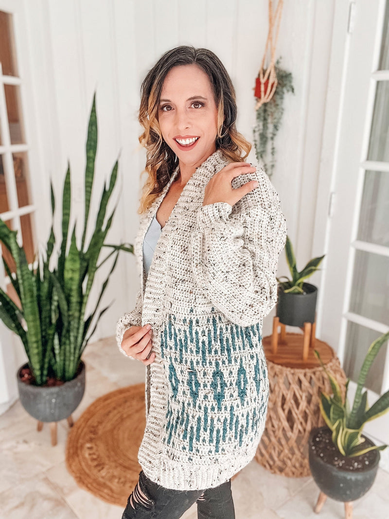 CROCHET PATTERN + VIDEO Learn to Crochet an Incredible Cardigan Using the Mosaic Crochet Technique, Women's Crochet Cardigan Cozy