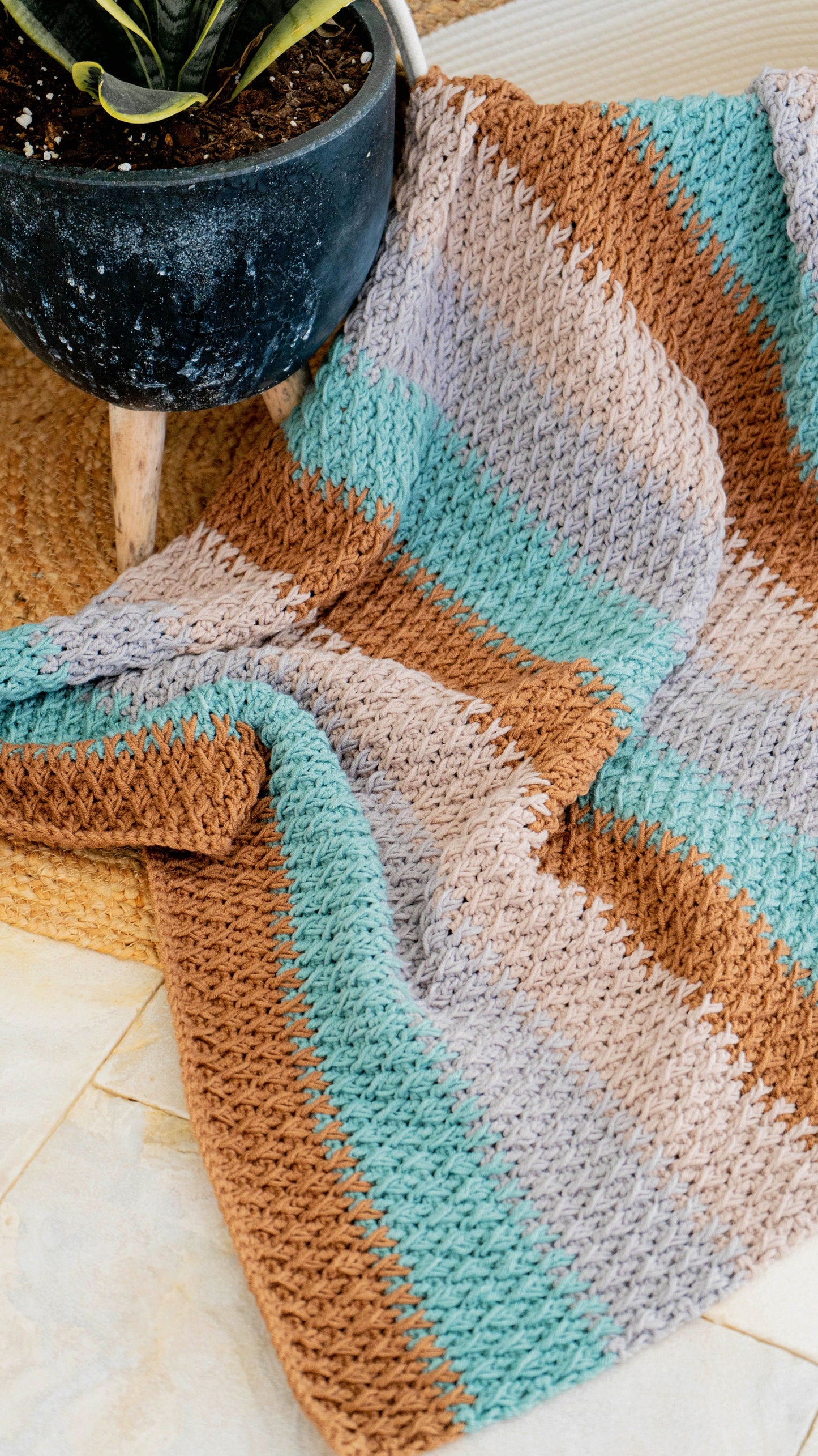 CROCHET PATTERN + VIDEO Alpine Stitch Crochet Blanket Pattern in 18 sizes! This beautiful blanket has chart and video tutorial.
