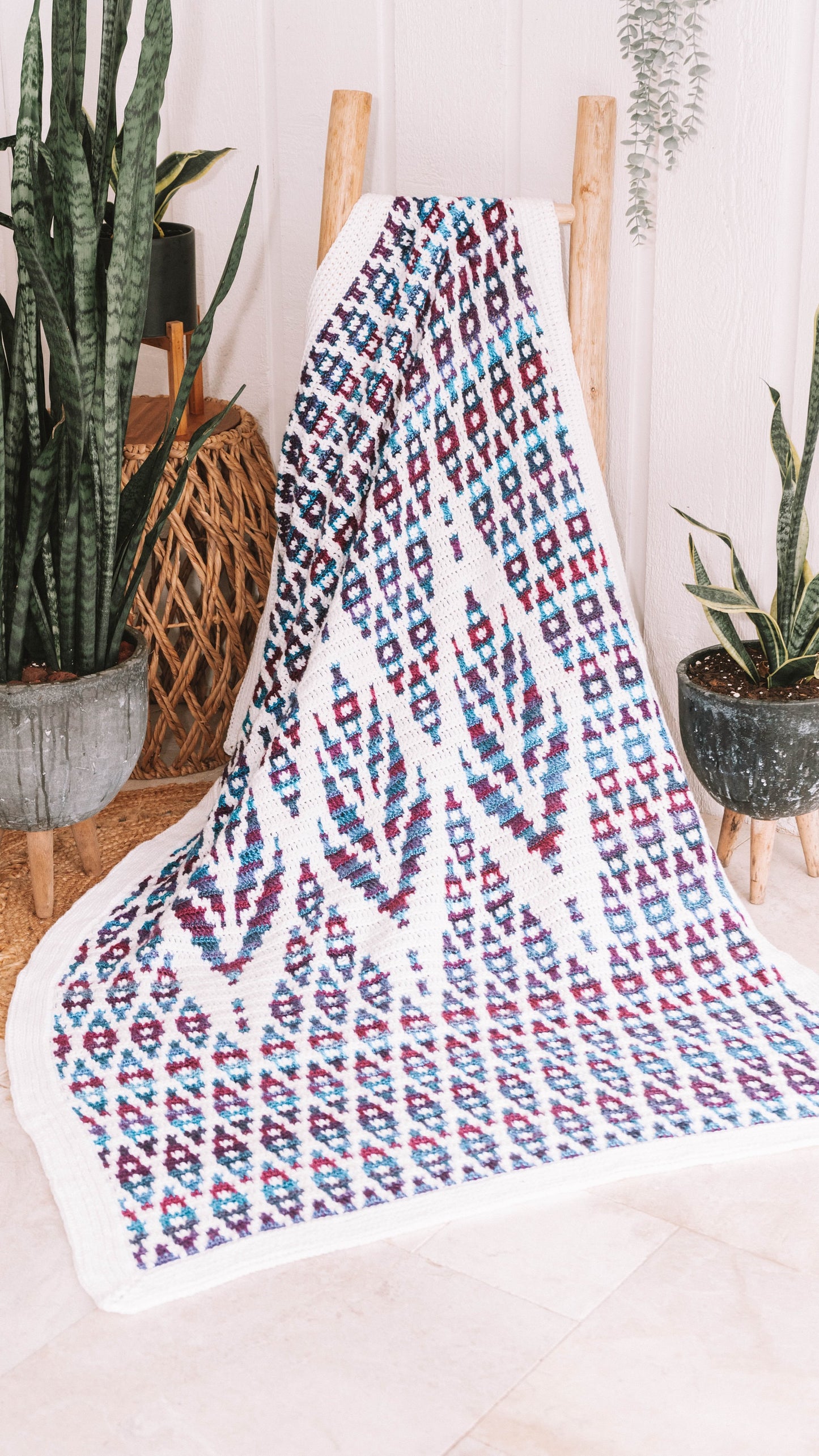 CROCHET PATTERN Lotus Mosaic Crochet Blanket Pattern - Inset Mosaic Crochet Afghan - Instant Download PDF Pattern