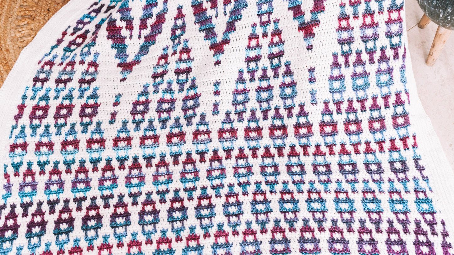 CROCHET PATTERN Lotus Mosaic Crochet Blanket Pattern - Inset Mosaic Crochet Afghan - Instant Download PDF Pattern