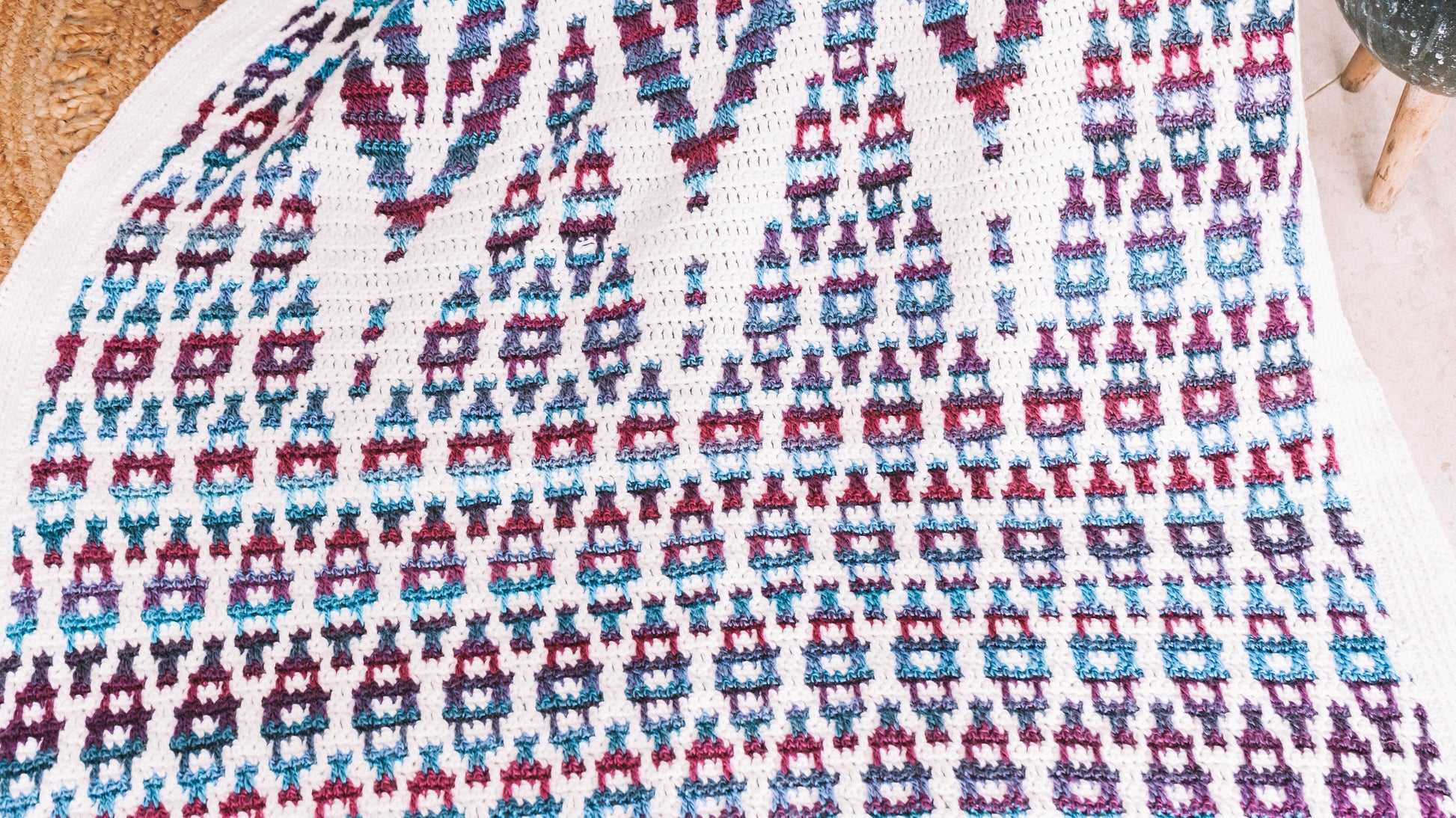 CROCHET PATTERN Lotus Mosaic Crochet Blanket Pattern - Inset Mosaic Crochet Afghan - Instant Download PDF Pattern