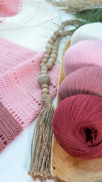 CROCHET PATTERN + VIDEO Pretty in Pink Triangle Crochet Pattern + Charts, Beginner Triangle Crochet Shawl